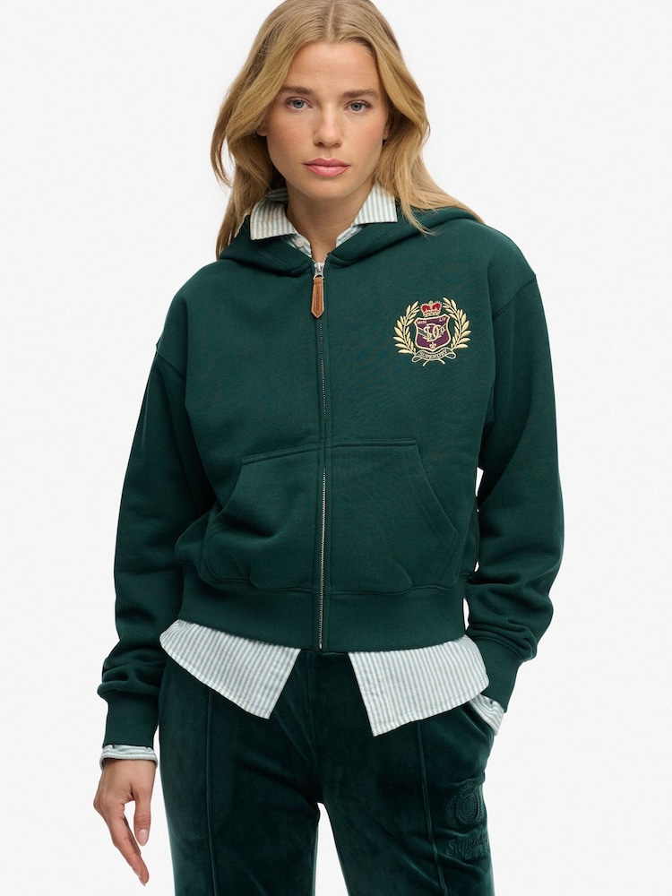 Superdry Green Country Club Zip Hoodie - Image 1 of 5