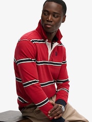 Superdry Red Vintage Athletic Stripe Rugby Top - Image 4 of 5