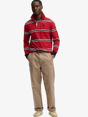 Superdry Red Vintage Athletic Stripe Rugby Top - Image 5 of 5