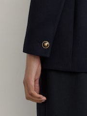 Reiss Navy Lauryn Wool-Blend Twill Double-Breasted Blazer - Image 3 of 8