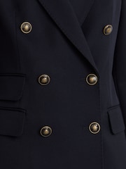 Reiss Navy Lauryn Wool-Blend Twill Double-Breasted Blazer - Image 6 of 8