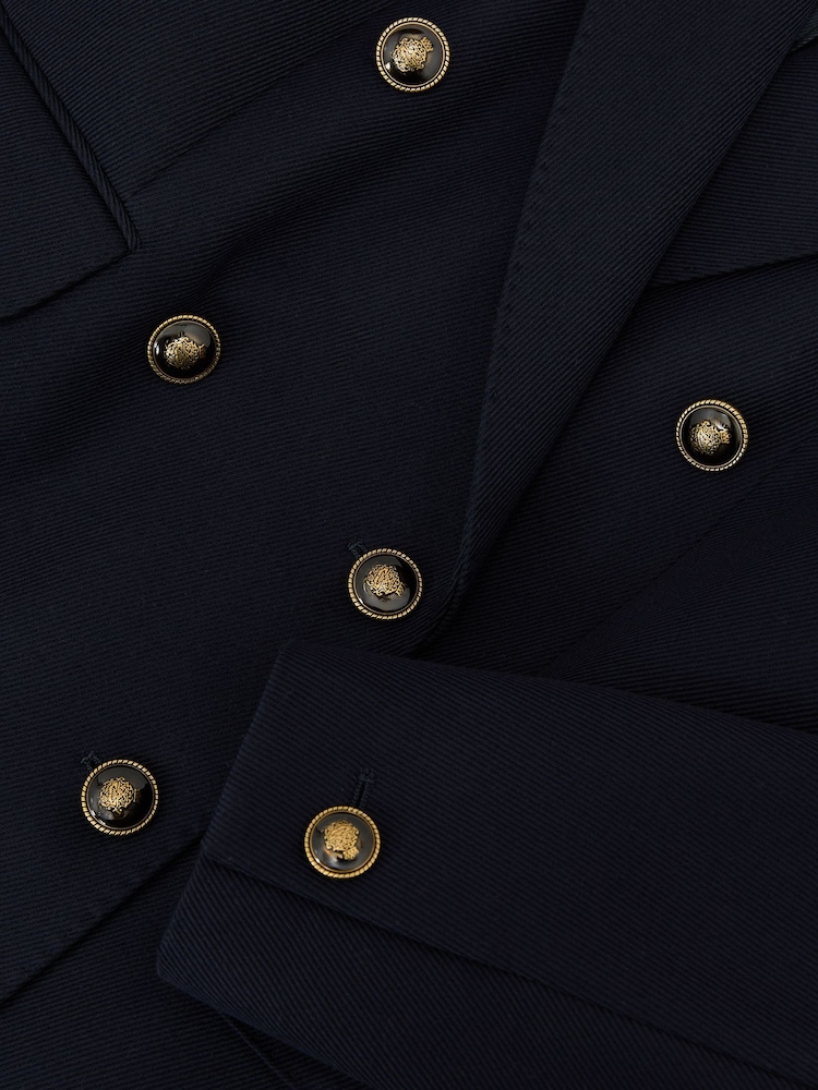 Reiss Navy Lauryn Wool-Blend Twill Double-Breasted Blazer - Image 8 of 8 Reiss Navy Lauryn Wool-Blend Twill Double-Breasted Blazer - Image 8 of 8