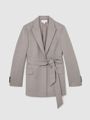 Reiss Grey Briony Wool-Blend Single-Breasted Belted Blazer - Image 2 of 8