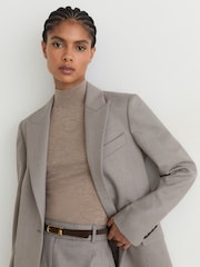 Reiss Grey Briony Wool-Blend Single-Breasted Belted Blazer - Image 4 of 8