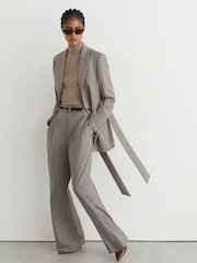 Reiss Grey Briony Wool-Blend Single-Breasted Belted Blazer - Image 5 of 8