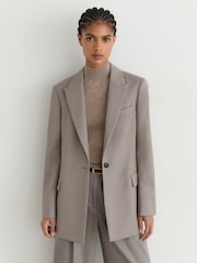 Reiss Grey Briony Wool-Blend Single-Breasted Belted Blazer - Image 6 of 8
