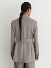Reiss Grey Briony Wool-Blend Single-Breasted Belted Blazer - Image 7 of 8