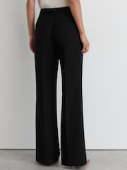 Reiss Black Leona Petite Flared Knot-Hardware Belted Trousers - Image 5 of 8