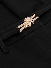 Reiss Black Leona Petite Flared Knot-Hardware Belted Trousers - Image 7 of 8