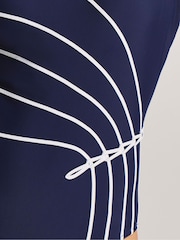 Simply Be Blue Beach to Beach Sports Mono Piping Swimsuit - Image 4 of 4