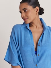 Simply Be Blue Beach to Beach Button Up Shirt - Image 4 of 4