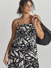 Simply Be Black Magisculpt Shirred Beach Jumpsuit - Image 3 of 4