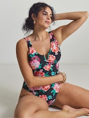 Simply Be Black Magisculpt V Wire Swimsuit - Image 1 of 4