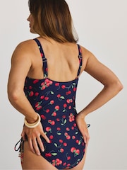 Simply Be Adjustable Leg Cherry Print Bandeau Swimsuit - Bild 2 von 4