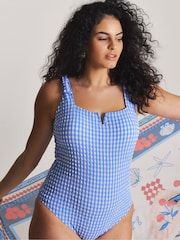 Simply Be Magisculpt Gingham Shoulder Tie Swimsuit - Imagen 1 de 4
