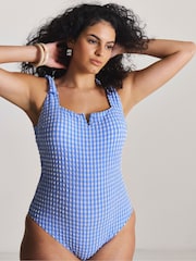 Simply Be Magisculpt Gingham Shoulder Tie Swimsuit - Imagen 3 de 4