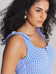 Simply Be Magisculpt Gingham Shoulder Tie Swimsuit - Imagen 4 de 4
