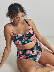 Simply Be Black Magisculpt V Wire Bandeau Bikini Top - Image 1 of 4