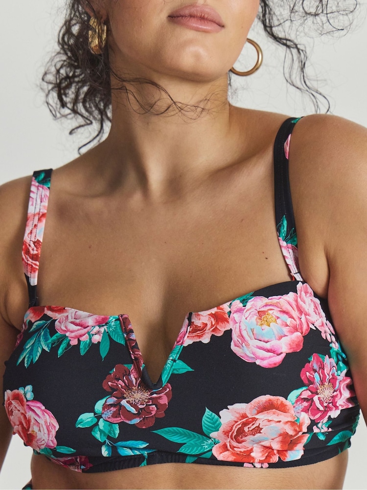 Simply Be Black Magisculpt V Wire Bandeau Bikini Top - Image 4 of 4