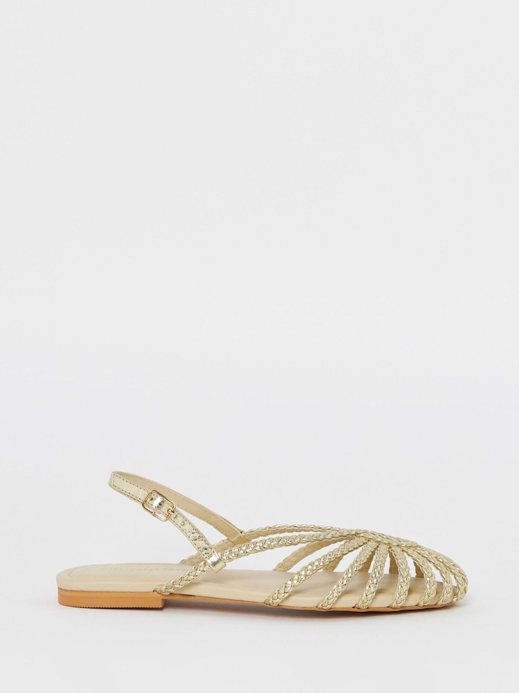 ذهبي - Simply Be Plaited Woven Flat Sandals - Image 2 of 4