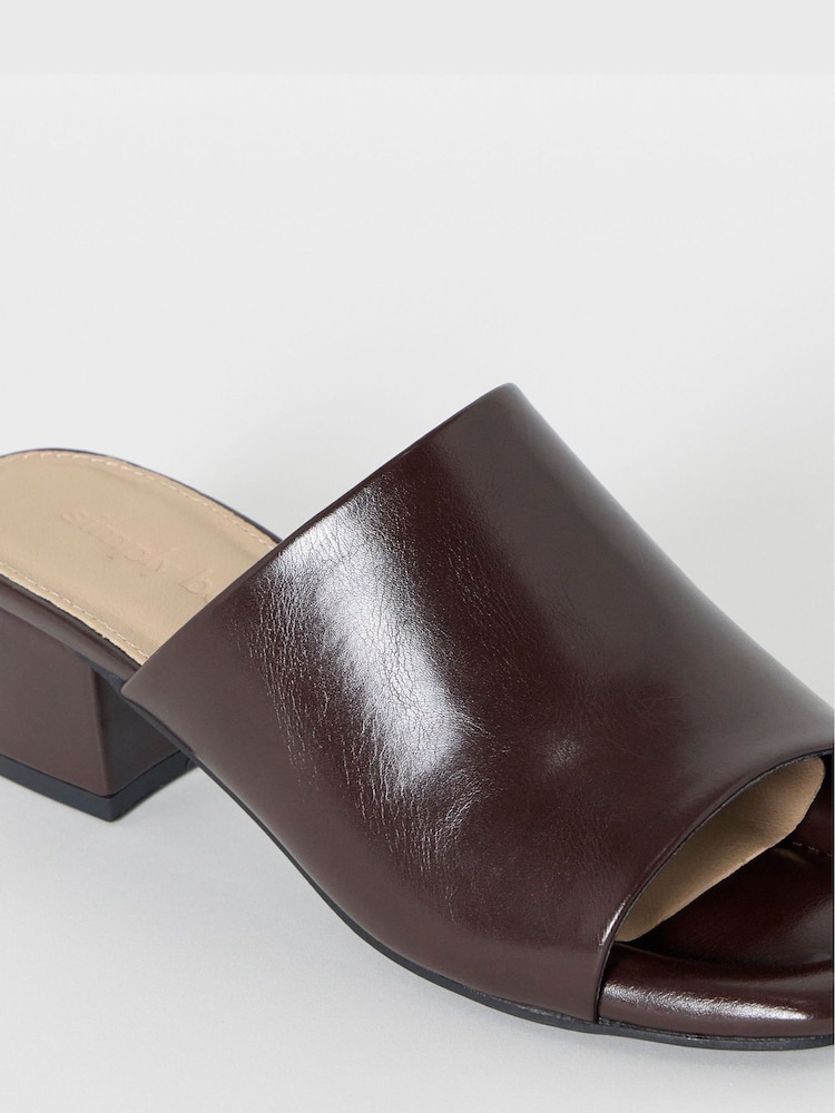 Simply Be Light Brown Extra Wide Fit Low Block Heel Mules - Image 4 of 4