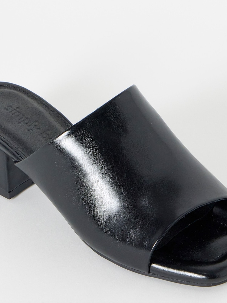 Simply Be Black Wide Fit Low Block Heel Mules - Image 4 of 4