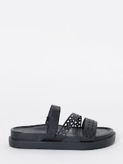 Simply Be Black Wide Fit Laser Cut Detail Footbed Sandals - Image 3 of 4
