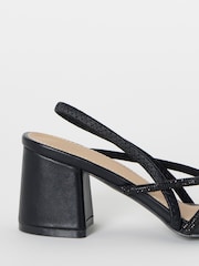 Simply Be Black Wide Fit Strappy Low Block Heels Sandals - Image 4 of 4