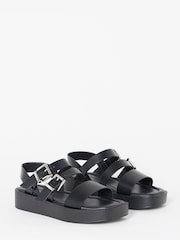 Simply Be Black Wide Fit Triple Strap Comfort Sandals - Image 3 of 4