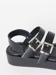 Simply Be Black Wide Fit Triple Strap Comfort Sandals - Image 4 of 4