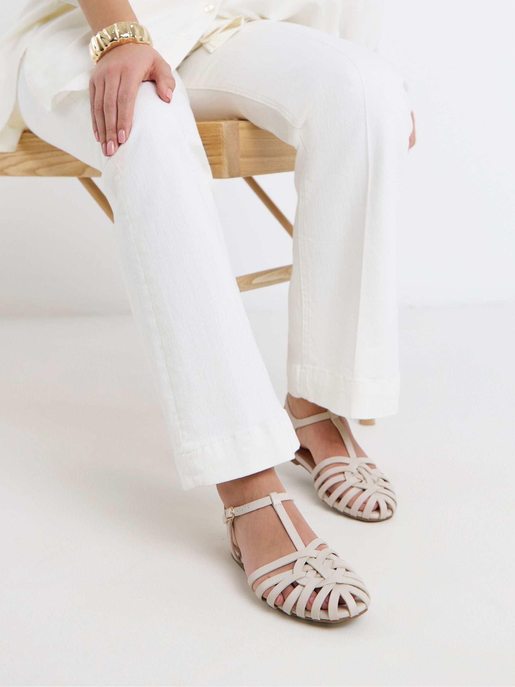 Buy Simply Be Natural Extra Wide Fit Woven Fisherman Sandals from