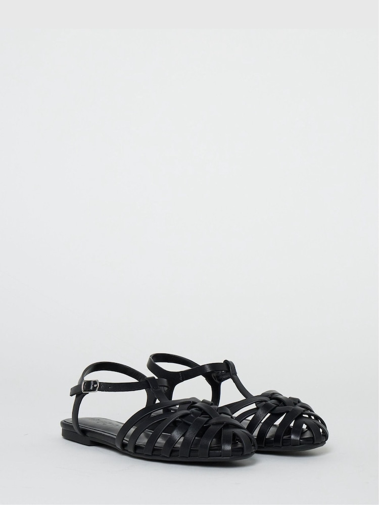 Simply Be Black Wide Fit Woven Fisherman Sandals - Image 2 of 4