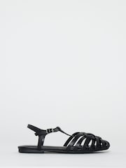 Simply Be Black Wide Fit Woven Fisherman Sandals - Image 3 of 4
