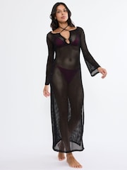 Schwarz - Triumph Beach My Wear Long Sleeved Crochet Long Dress - Bild 1 von 5