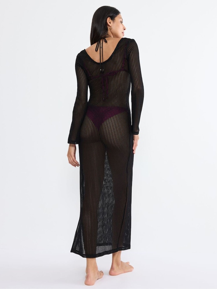 Schwarz - Triumph Beach My Wear Long Sleeved Crochet Long Dress - Bild 2 von 5
