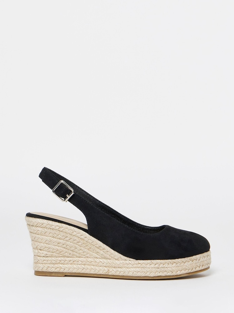 Simply Be Black Extra Wide Fit Espadrille Wedge Slingback Shoes - Image 2 of 4