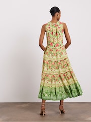 Joanna Hope Green Moss Crepe Tiered Dress - Image 2 of 4