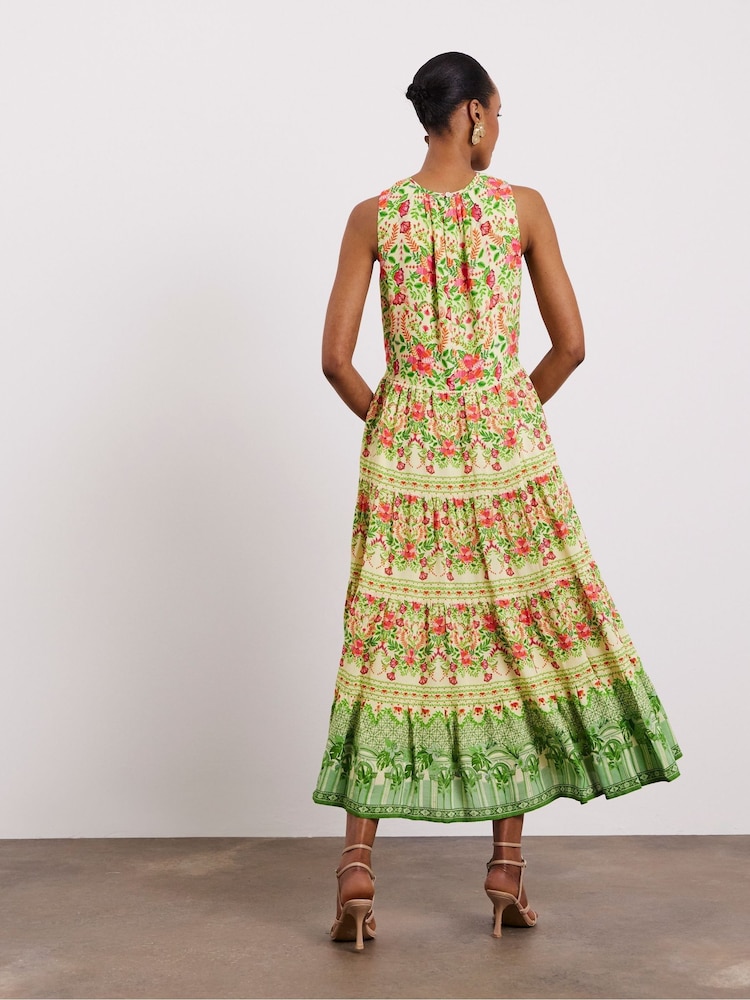 Joanna Hope Green Moss Crepe Tiered Dress - Image 2 of 4