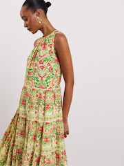 Joanna Hope Green Moss Crepe Tiered Dress - Image 3 of 4