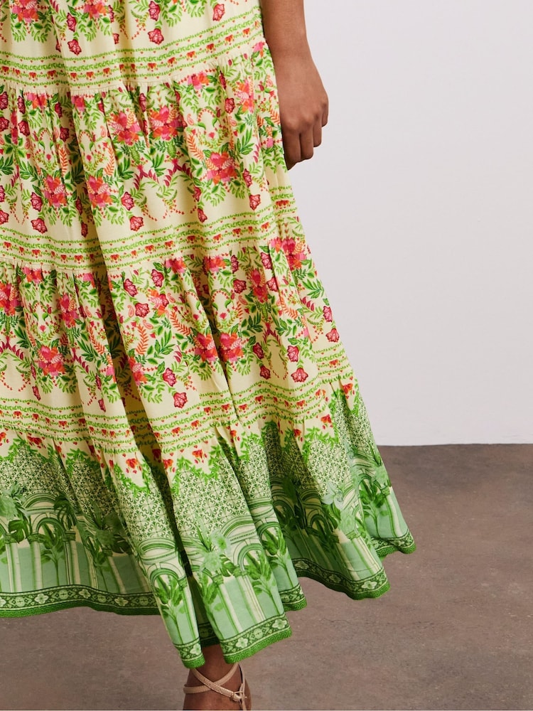 Joanna Hope Green Moss Crepe Tiered Dress - Image 4 of 4