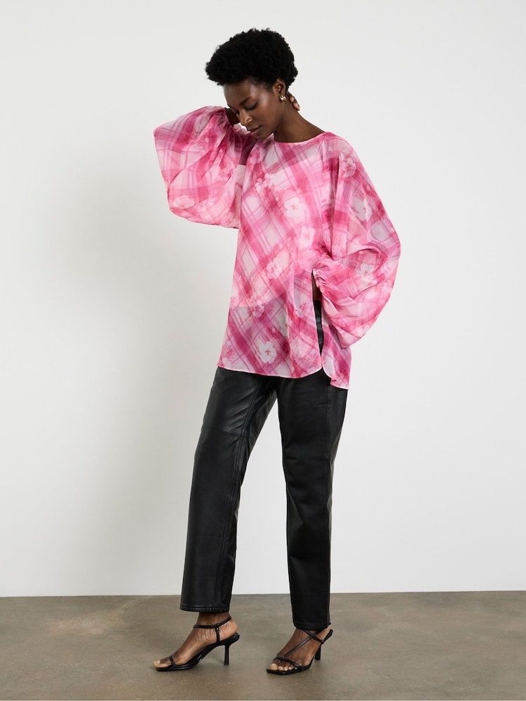 Joanna Hope Pink Pleated Blouse - Image 1 of 4 Joanna Hope Pink Pleated Blouse - Image 1 of 4