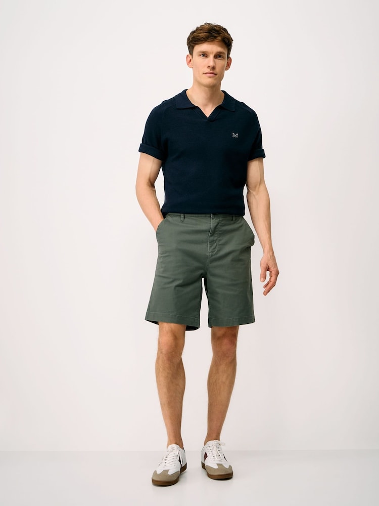 Crew Clothing Company Green Classic Bermuda Cotton Stretch Chino Shorts - Image 1 of 5