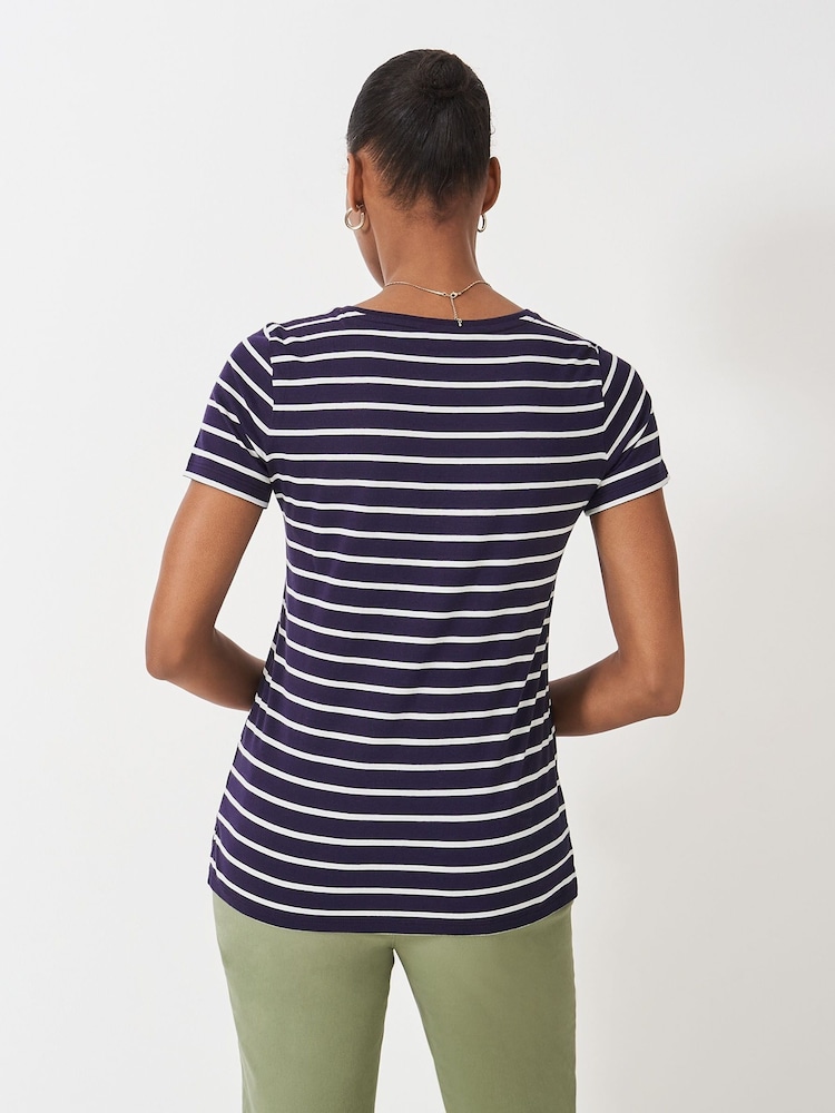 Niebieski - Crew Clothing Company Breton T-Shirt - Obraz 2 z 6