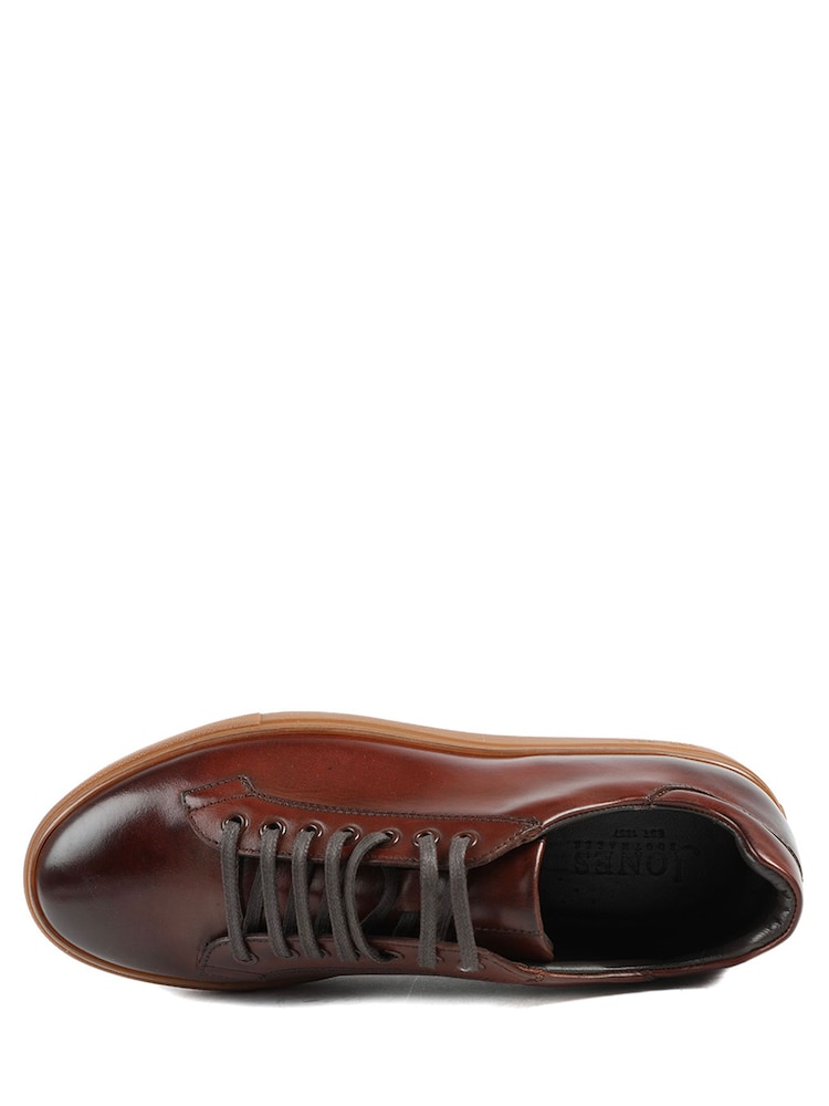 Jones Bootmaker Dark Brown Regular Fit Mens Simon Leather Trainers - Image 6 of 6