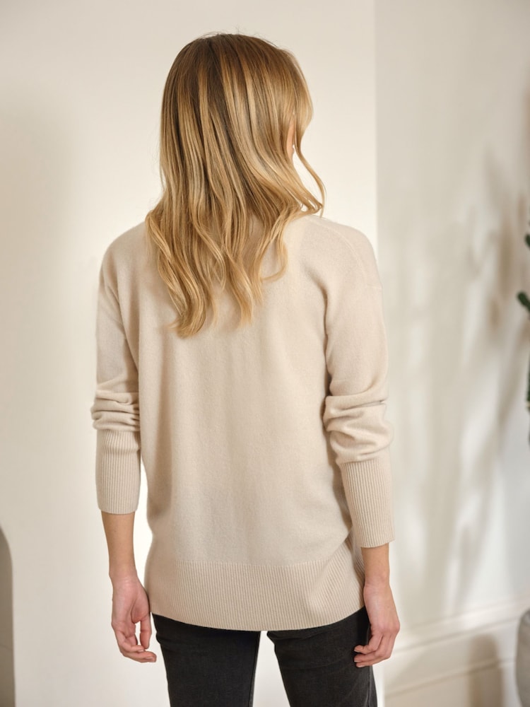 Pure Collection Cream Cashmere Boyfriend Cardigan - Image 2 of 3 Pure Collection Cream Cashmere Boyfriend Cardigan - Image 2 of 3