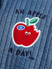 JoJo Maman Bébé Denim Blue Apple Appliqué Bomber Jacket - Image 4 of 4