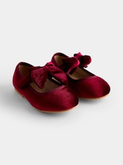 JoJo Maman Bébé Burgundy Velvet Ballet Shoes - Image 1 of 4