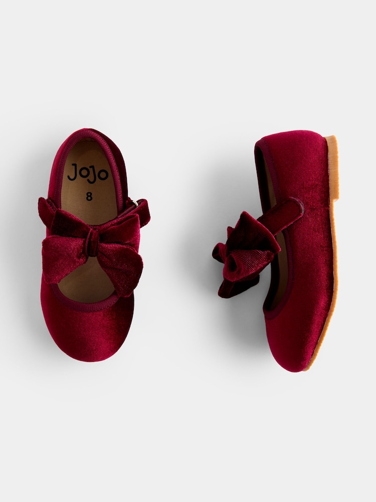 JoJo Maman Bébé Burgundy Velvet Ballet Shoes - Image 4 of 4 JoJo Maman Bébé Burgundy Velvet Ballet Shoes - Image 4 of 4
