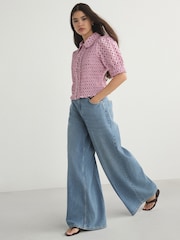 Light Blue Wide Smart Palazzo Jeans - Image 1 of 8