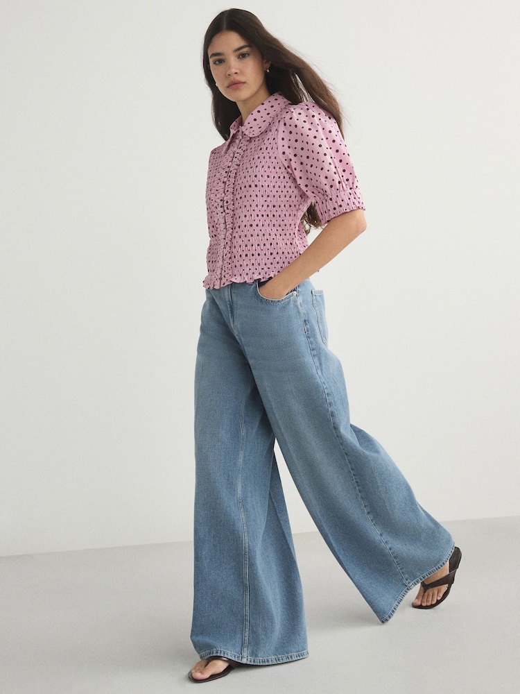 Light Blue Wide Smart Palazzo Jeans - Image 1 of 8 Light Blue Wide Smart Palazzo Jeans - Image 1 of 8